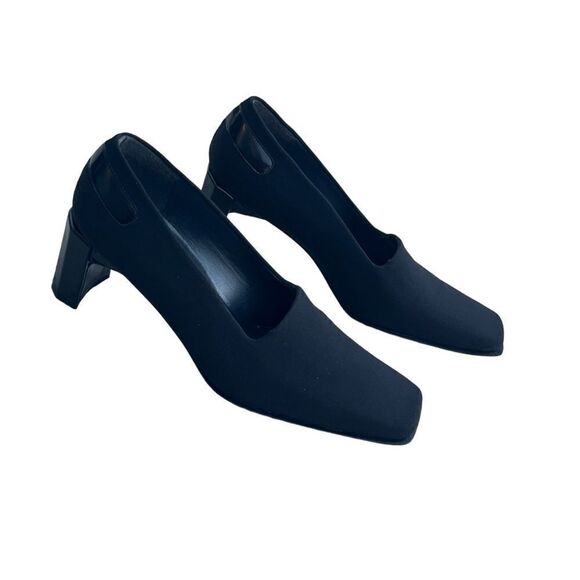 New Stuart Weitzman Square Toe Crepe 2.5" Rectangular Heel Made in Spain Size 7B - Picture 11 of 15